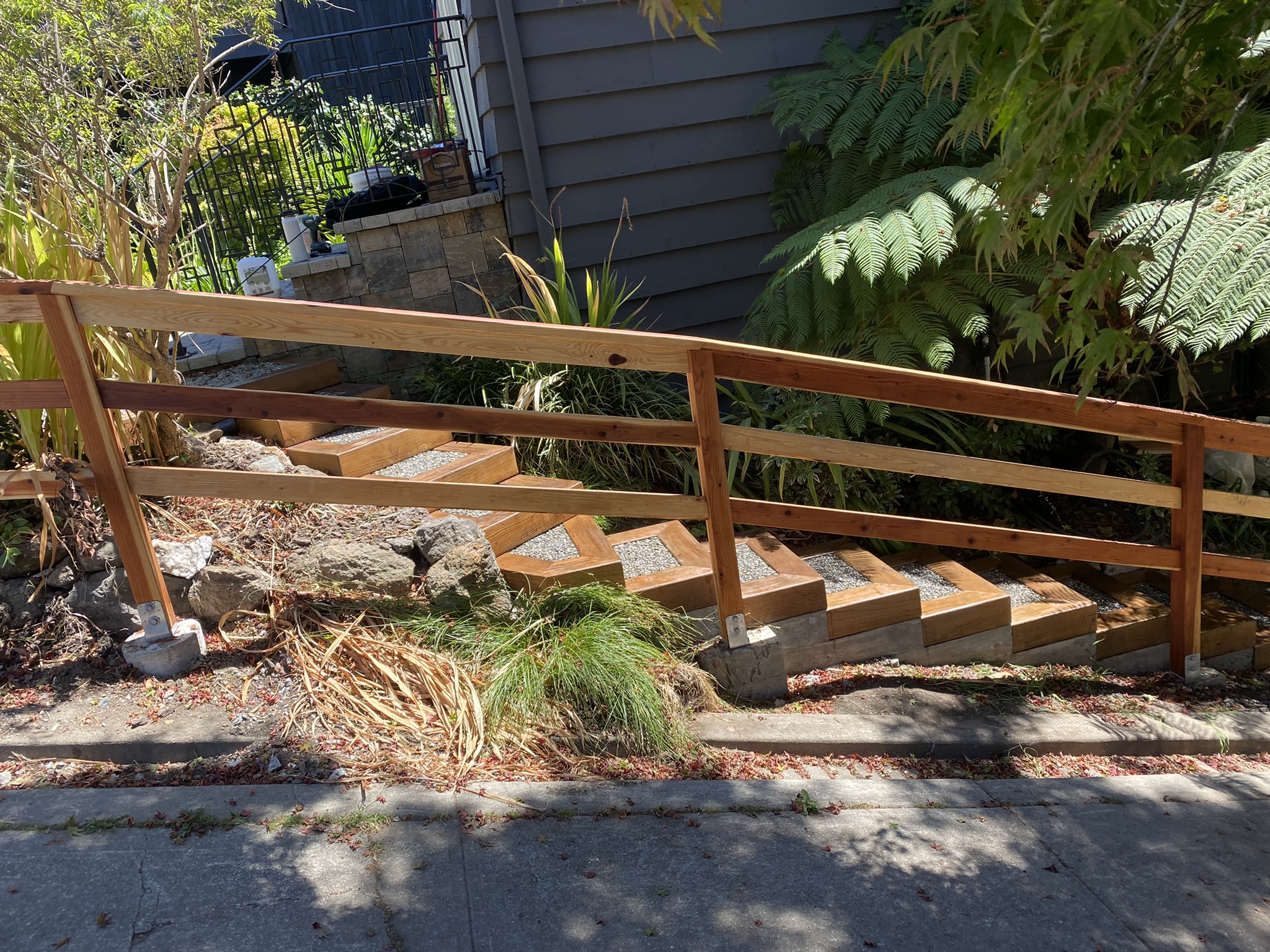 Redwood Stairway With Property Railing — photo 5