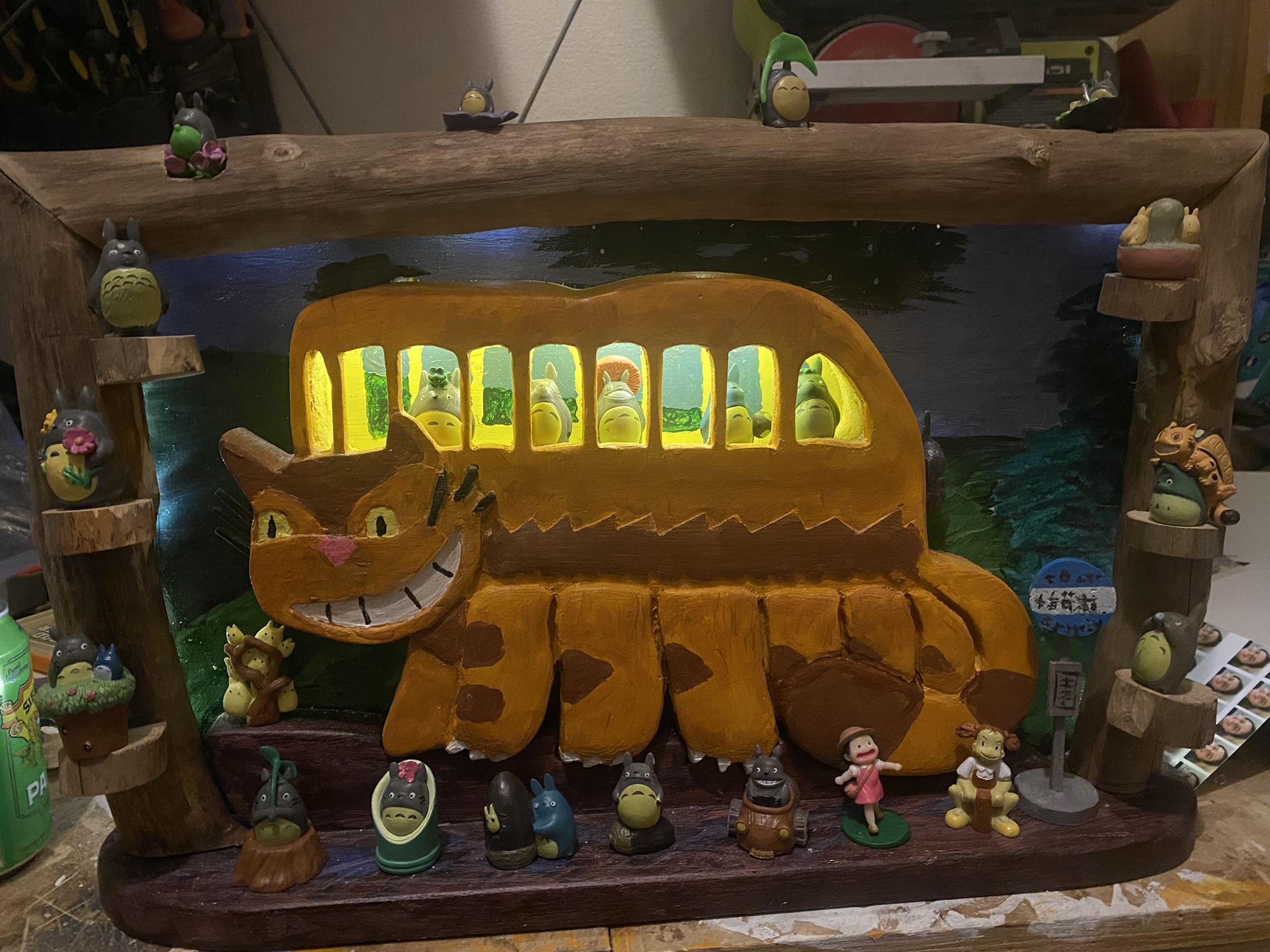 Hand-Painted Catbus Display Frame — After